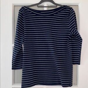 Ann Taylor Navy and White Striped Long Sleeve Top